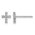 14k White Gold Polished 1/20 carat Diamond Small Cross Post Earrings, 0.048 ct, 7 x 5 mm