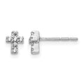 14k White Gold 1/6 carat Diamond Mini Cross Post Earrings, 0.144 ct, 6 x 4 mm