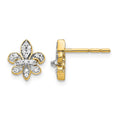 14k 1/6 carat Diamond Fleur de Lis Post Earrings, 0.162 ct, 10 x 10 mm
