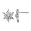 14k White Gold 1/6 carat Diamond Snowflake Post Earrings, 0.085 ct, 13 x 12 mm