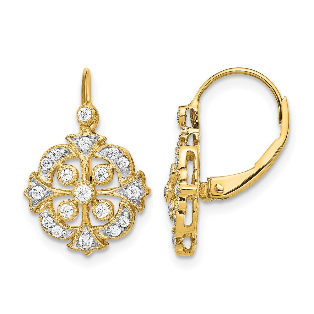 14k 1/3 carat Lab Grown Diamond VS/SI+ G+ Complete Fashion Leverback Earrings, 0.332 ct, 17.6 x 11.9 mm