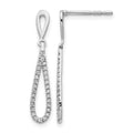 14k White Gold Polished 1/5 carat Diamond Teardrop Dangle Post Earrings, 0.18 ct, 27 x 4 mm