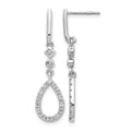 14k White Gold 1/4 carat Diamond Teardrop Dangle Post Earrings, 0.218 ct, 35 x 8 mm