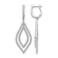14k White Gold 1.1 carat Diamond Teardrop Hinged Dangle Earrings, 1.106 ct, 46 x 15 mm