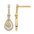 14k 1/2 carat Diamond Fancy Teardrop Dangle Post Earrings, 0.488 ct, 23 x 8 mm