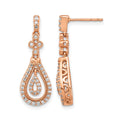 14k Rose Gold Polished 3/8 carat Diamond Teardrop Dangle Post Earrings, 0.38 ct, 26 x 9 mm