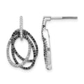 14k White Gold 1/2 carat White and Black Diamond Ovals Dangle Post Earrings, 0.498 ct, 21 x 12 mm