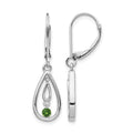 14k White Gold 1/8 carat Green Diamond Teardrop Leverback Earrings, 0.13 ct, 31 x 8 mm