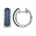 14k White Gold Diamond and Sapphire 18mm Hinged Hoop Earrings, 0.458 ct, 17 x 18 mm