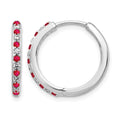 14k White Gold Diamond and Ruby 19mm Hinged Hoop Earrings, 0.39 ct, 18 x 19 mm