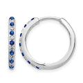 14k White Gold Diamond and Sapphire 19mm Hinged Hoop Earrings, 0.6 ct, 18 x 19 mm