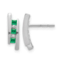 14k White Gold Princess Emerald and Diamond Post Earrings, 0.026 ct, 14 x 4 mm