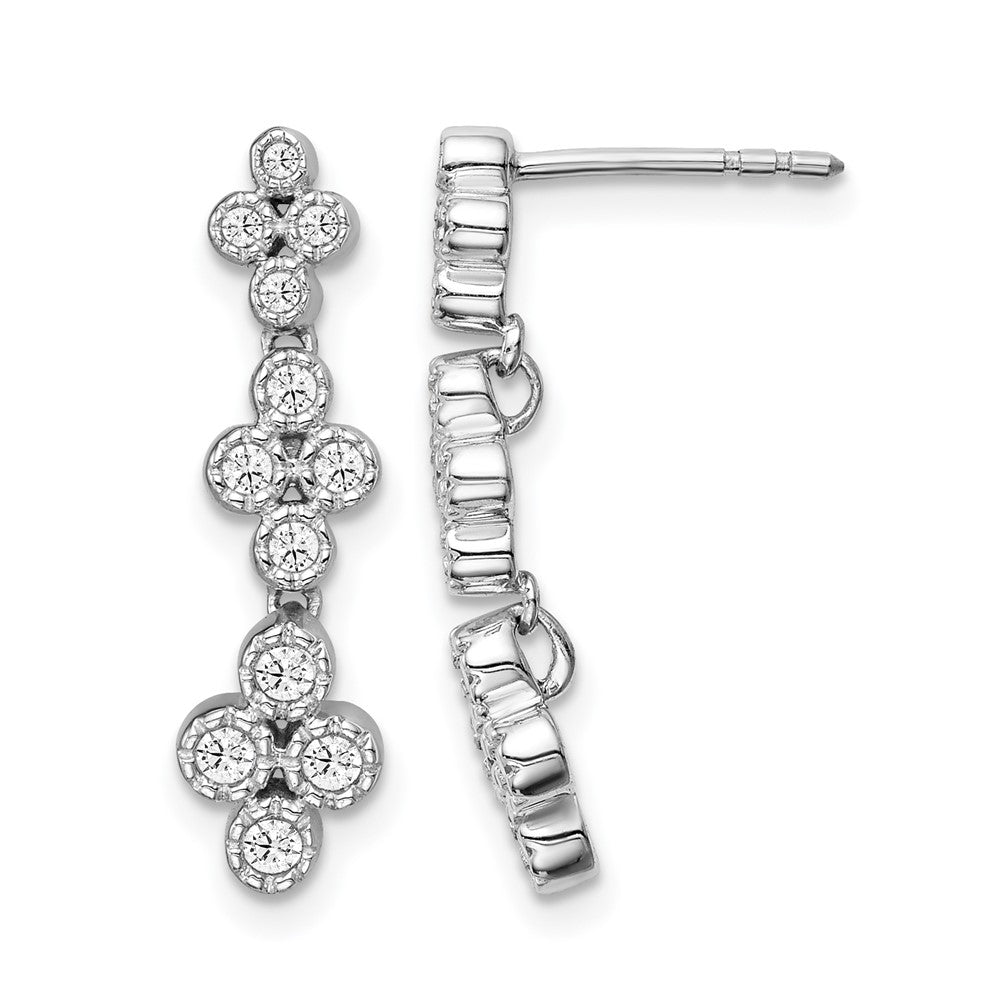 True Origin 14K White Gold 3/8 carat Lab Grown Diamond VS+ F+ Complete Floral Bloom Post Dangle Earrings, 0.384 ct, 22.92 x 6.09 mm