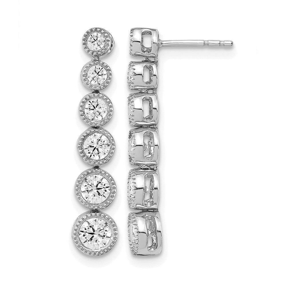 True Origin 14K White Gold 1 carat Lab Grown Diamond VS+ F+ Complete Graduated Dangle Post Earrings, 0.996 ct, 22.2 x 4.74 mm