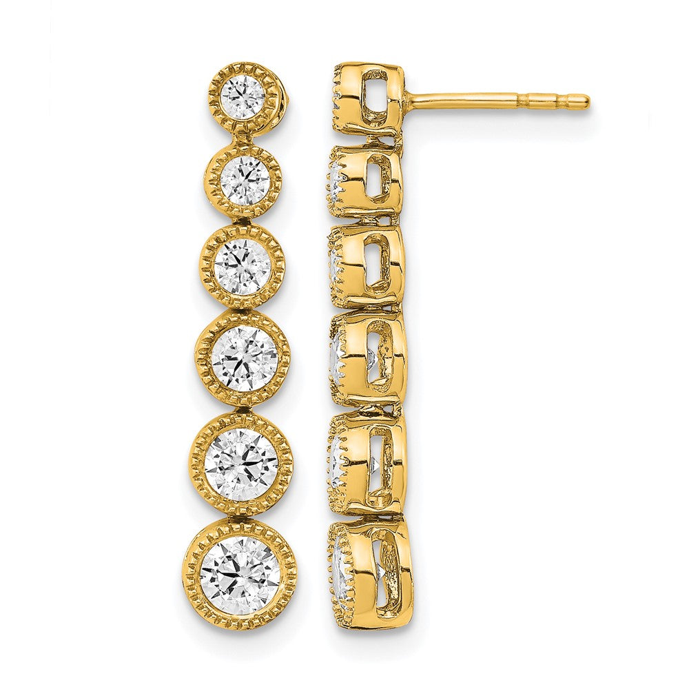 True Origin 14K Yellow Gold 1 carat Lab Grown Diamond VS+ F+ Complete Graduated Dangle Post Earrings, 0.996 ct, 22.2 x 4.74 mm