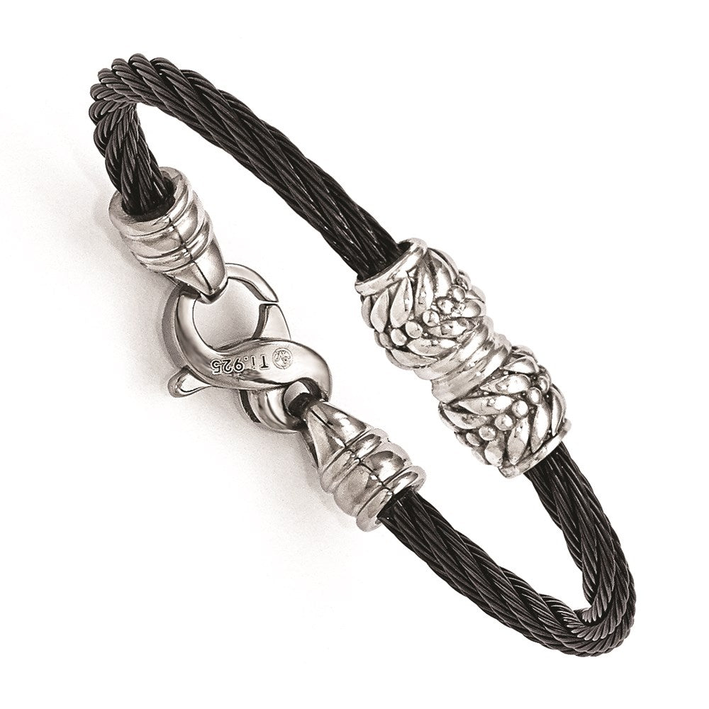 Edward Mirell Titanium Cable & Sterling Silver Bead Children's Bracelet, 5 mm
