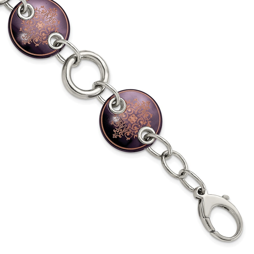 Edward Mirell Black Ti & Sterling Silver Anodized Copper Color Bracelet, 8 mm