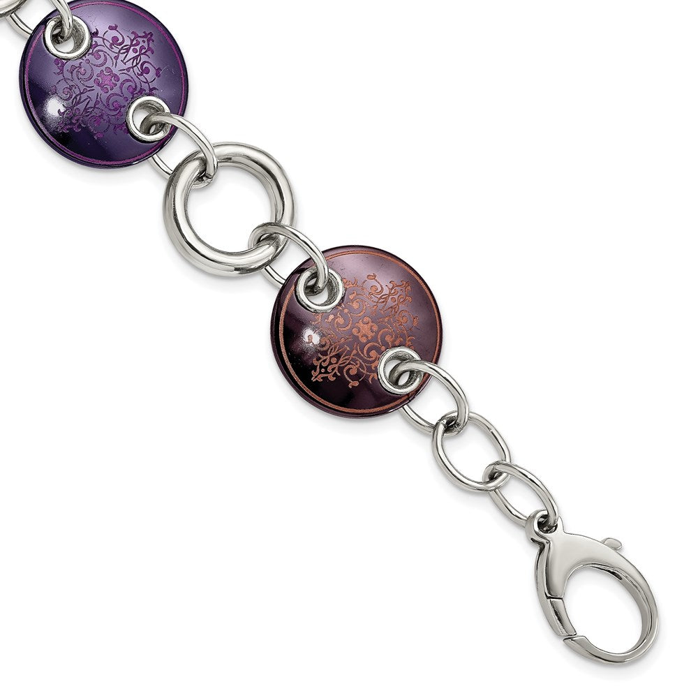 Edward Mirell Black Ti & Sterling Silver Anodized Multi Color Bracelet, 8 mm