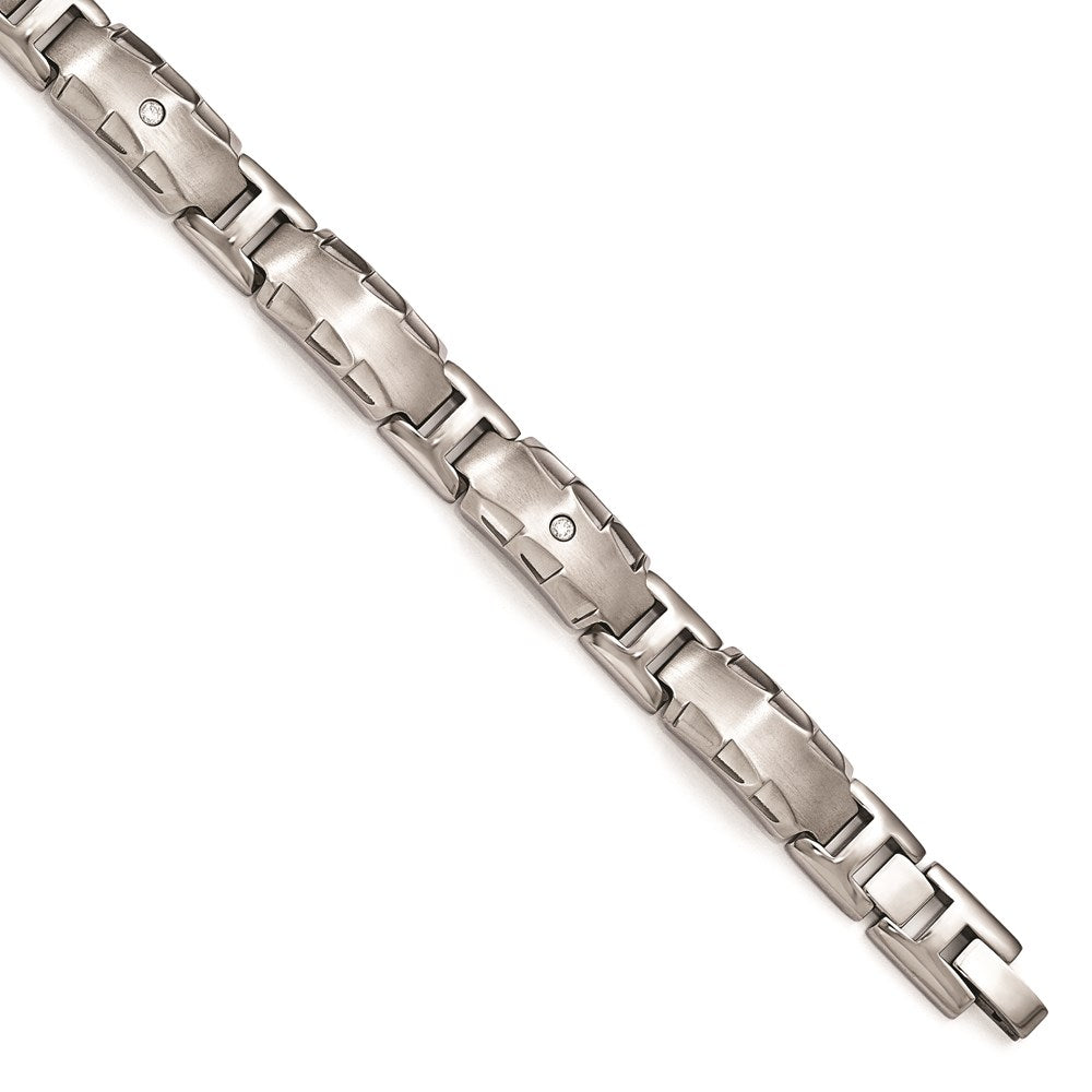 Edward Mirell Titanium Facet Edge .12ct Dia Brushed&Polished Link Brace, 0.12 ct, 8 x 13 mm