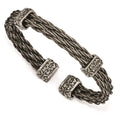 Edward Mirell Titanium Brushed Cablew/ Cast Titanium Accent Cuff Bracelet, 7 mm, 17.87 g