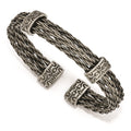 Edward Mirell Titanium Brushed Cablew/ Cast Titanium Accent Cuff Bracelet, 7 mm, 18.06 g
