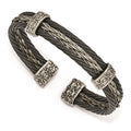 Edward Mirell Titanium Black Memory & Brushed Cable Cuff Bracelet, 7 mm