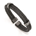 Edward Mirell Black Ti & Sterling Silver Thorn Double Cable Cuff Bracelet, 13 mm