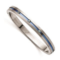 Edward Mirell Grey Ti Brushed Blue Anodized Blue Topaz Hinged Bangle Bracel, 0.33 ct