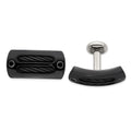 Edward Mirell Black Ti Cable & Black Spinel w/ Silver Bezel Cufflinks