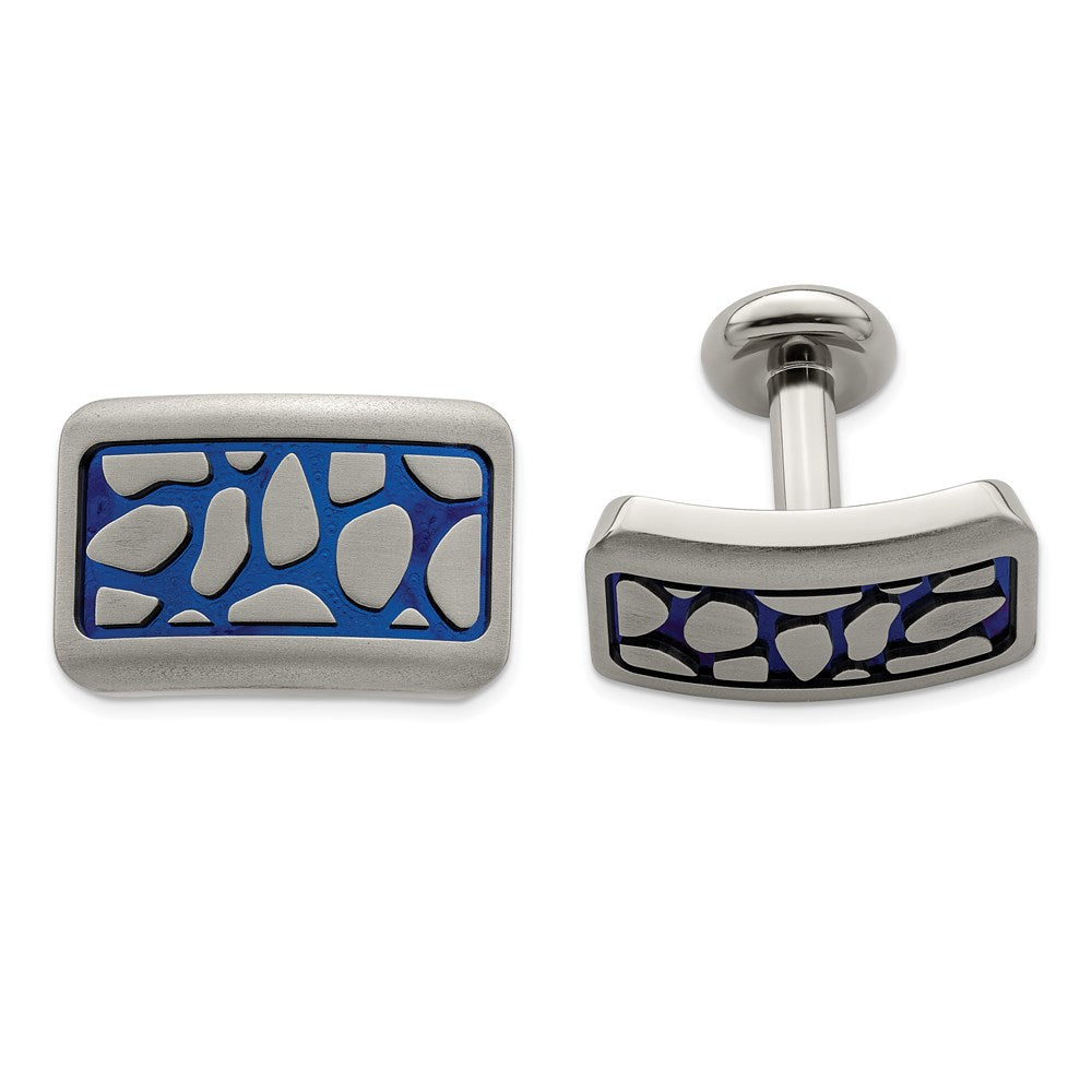 Edward Mirell Titanium Blue Anodized Brushed Cufflinks