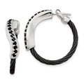 Edward Mirell Black Ti Cable and Sterling Silver with Black Spinel Hoop Earrings, 0.78 ct, 27 x 27 mm