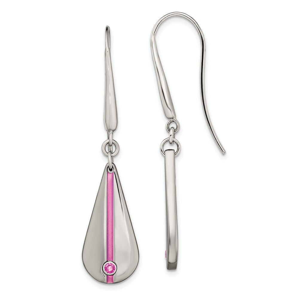 Edward Mirell Titanium Pink Anodized with Pink Sapphire Teardrop Earrings, 0.1 ct