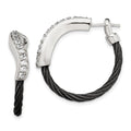 Edward Mirell Black Ti Memory Cable and Argentium Sterling Silver with White Sapphire Hoop Earrings, 0.78 ct