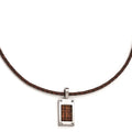 Edward Mirell Titanium with Brown Leather Insert & Leather Cord Polished Ne, 20 mm