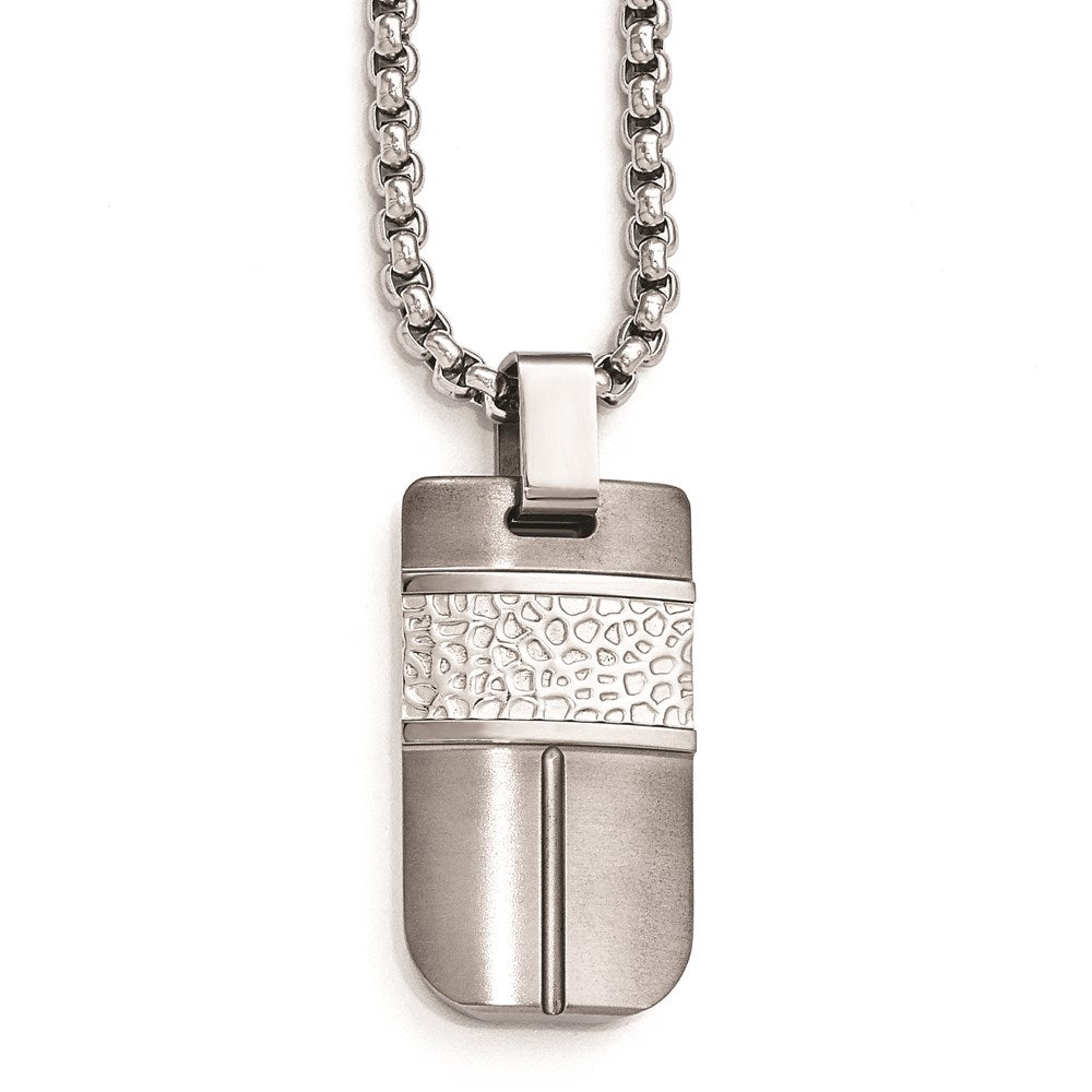 Edward Mirell Titanium & Sterling Silver Hammered Pendant Necklace, 20 x 20 mm
