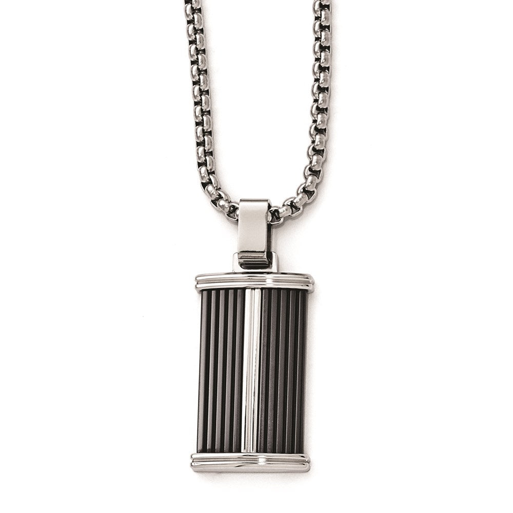 Edward Mirell Black Ti & Stainless Steel Necklace, 20 x 20 mm