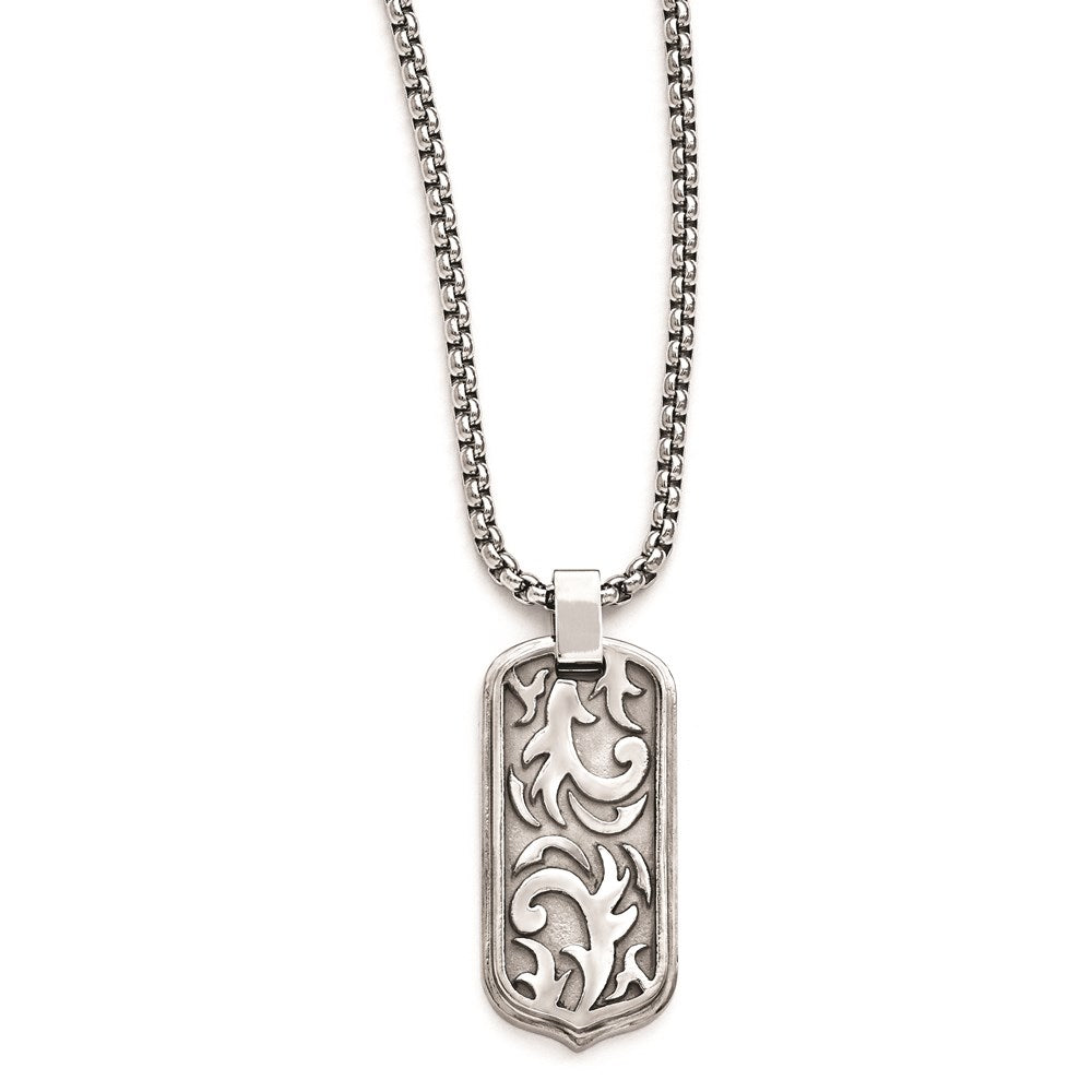 Edward Mirell Titanium Cable Dog Tag Pendant Necklace, 20 x 22 mm