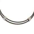 Edward Mirell Titanium & Sterling Silver White Sapphire Cable Necklace, 0.1 ct, 16 mm