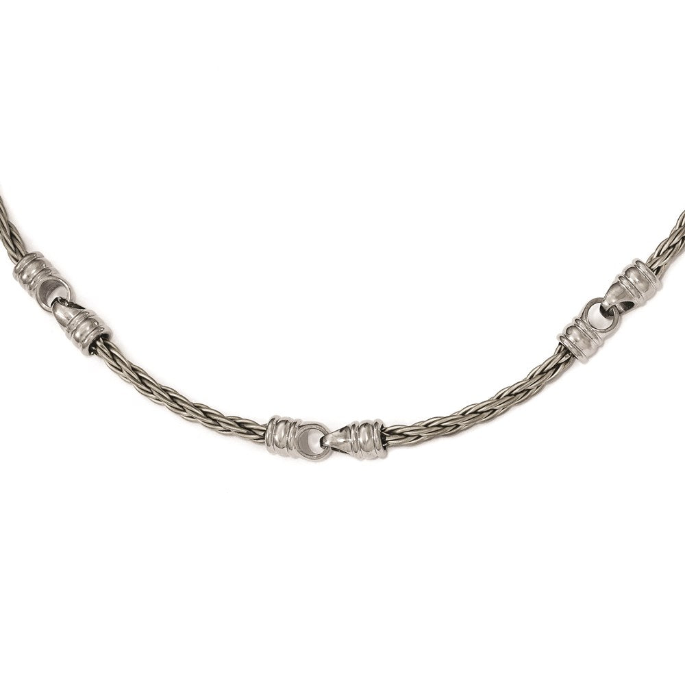 Edward Mirell Titanium Brushed Cable & Polished Link Necklace, 22.5 mm