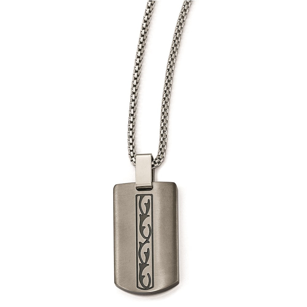 Edward Mirell Titianium & Black Ti Brushed & Polished Necklace, 20 mm