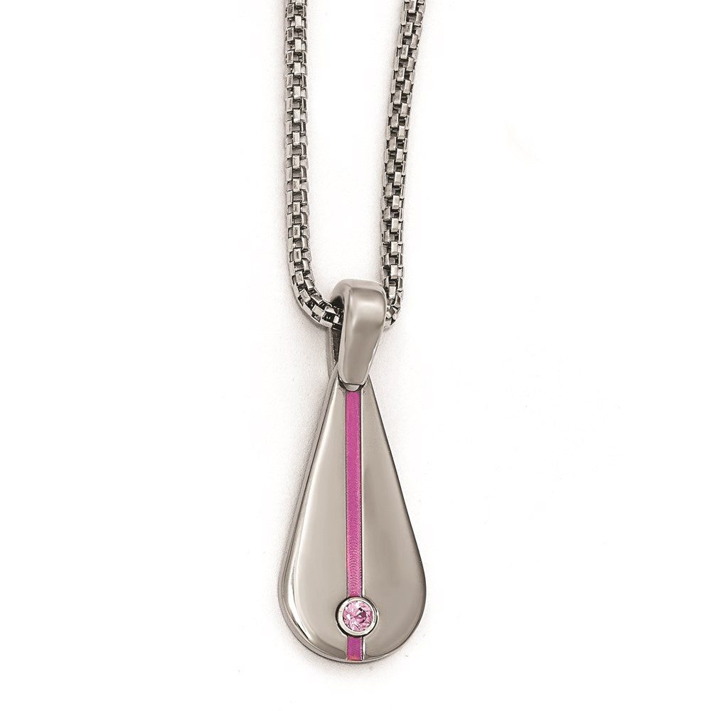 Edward Mirell Titanium Pink Anodized w/Pink Sapphire 2in ext Necklace, 0.15 ct, 16 mm