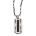 Edward Mirell Stainless Steel Marsala Carbon Fiber Dog Tag Necklace, 20 x 21 mm