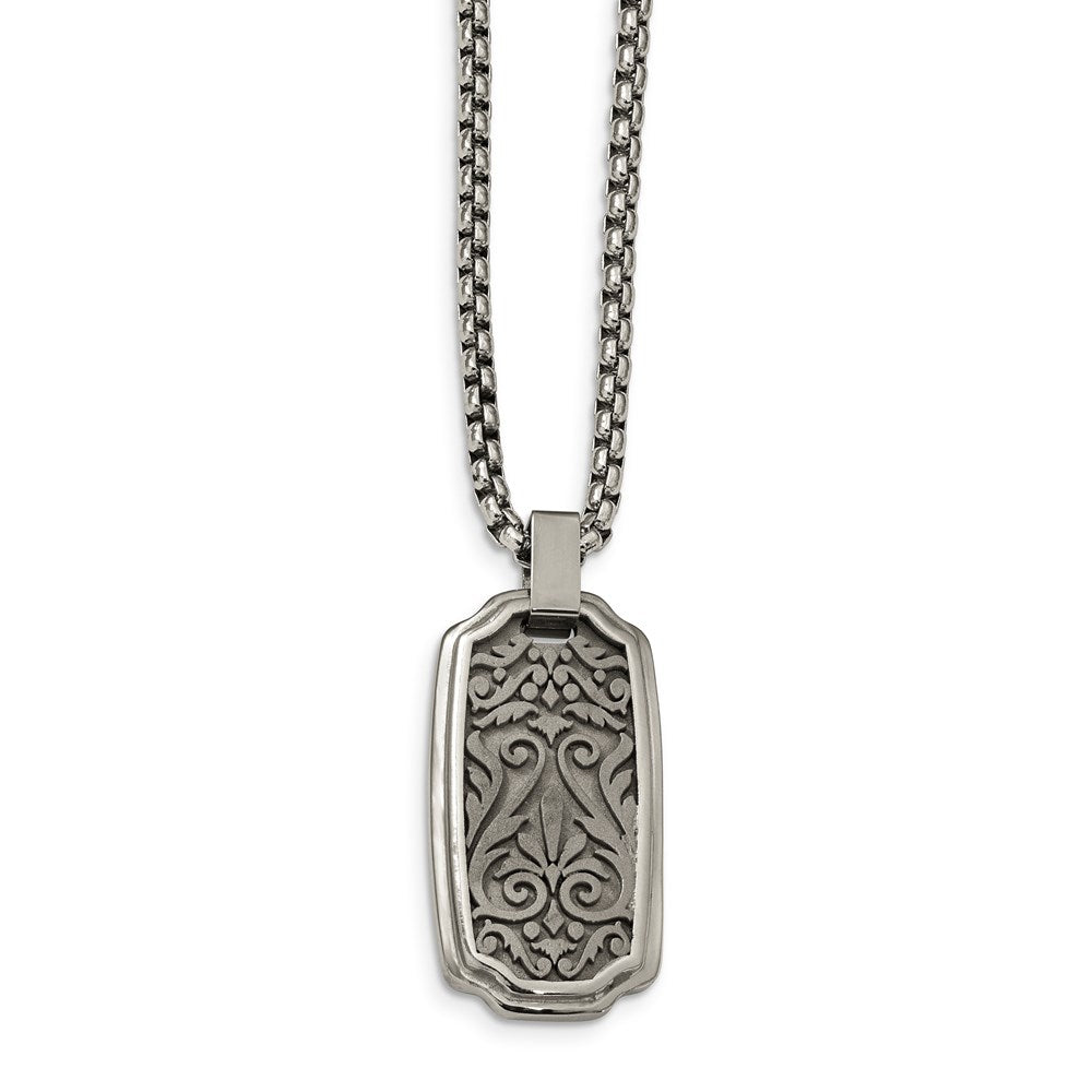 Edward Mirell Titanium Brushed & Polished Casted Pendant Necklace, 20 x 22.25 mm