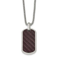 Edward Mirell Stainless Steel Marsala Carbon Fiber Dog Tag Necklace, 20 x 22 mm