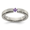 Edward Mirell Titanium Satin Amethyst 4mm Band, 0.15 ct, Size 5, 4 mm
