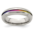 Edward Mirell Titanium Rainbow Anodized Center Polished 6mm Band, Size 11.5, 6 mm
