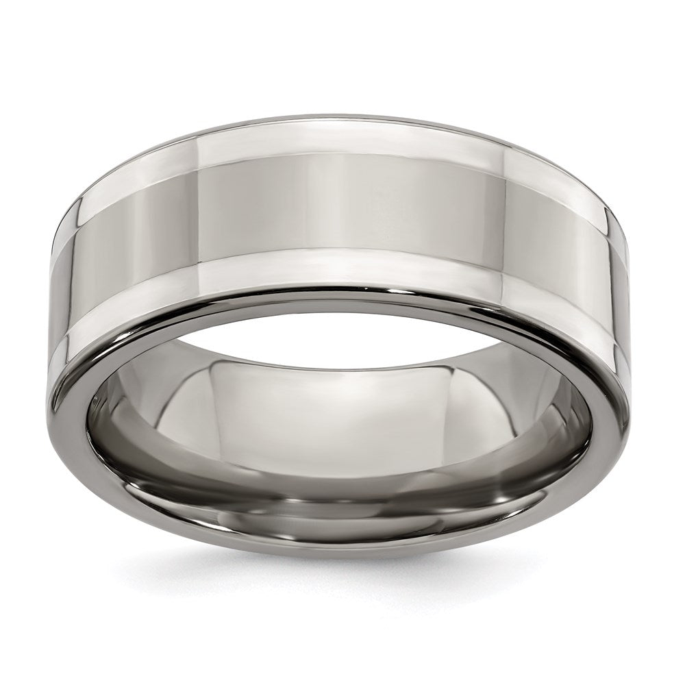 Edward Mirell Titanium with Sterling Silver Inlay 9mm Band, Size 8, 9 mm