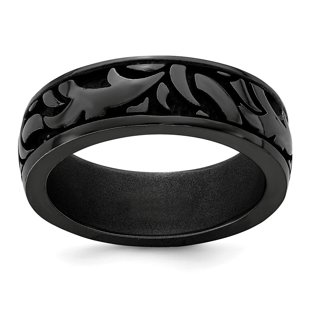 Edward Mirell Black Ti Casted Design 7mm Band, Size 10, 7 mm