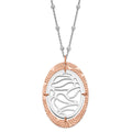 Sterling Silver & Rose Gold-plated Textured Oval w/ 2in ext Necklace, 19 mm