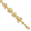 14k Polished Sea Life Theme 7.25 inch Bracelet, 7.25 x 12 mm
